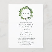 Budget Monogram Emerald Green Greenery Wedding Flyer (Voorkant)