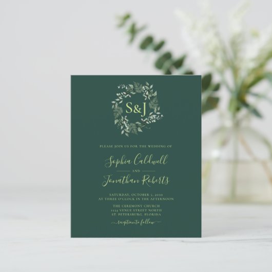 Budget Monogram Emerald Green Wedding (Staand voorkant)