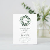 Budget Monogram Emerald Green Wedding Invitations (Staand voorkant)