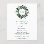 Budget Monogram Emerald Green Wedding Invitations (Voorkant)
