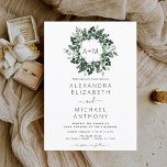 Budget Monogram Emerald Green Wedding Invitations<br><div class="desc">Budget Chic and Modern Monogram Emerald and Sage Green Wreath met Waterverf Wedding Autumn,  Winter,  Spring of Summer Wedding Invitations - omvat prachtige en elegante scripttypografie voor de speciale huwelijksfeestdag.</div>