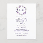 Budget Monogram Floral Dusty Paars Wedding Flyer (Voorkant)