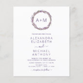 Budget Monogram Floral Dusty Paars Wedding Flyer (Voorkant)