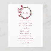 Budget Monogram Floral Dusty Roos Pink Weddenschap Flyer (Voorkant)