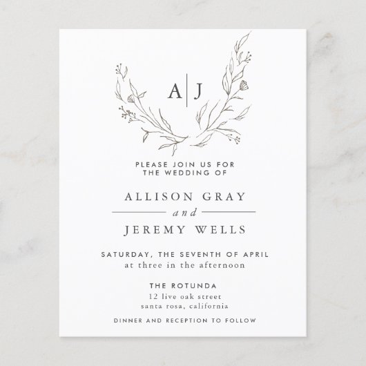 Budget Monogram Floral Weddenschap Flyer (Voorkant)