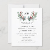 Budget Monogram Floral Wedding Invitation Flyer (Voorkant)