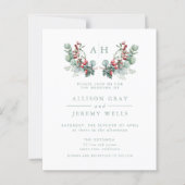 Budget Monogram Floral Wedding Invitation Flyer (Voorkant)