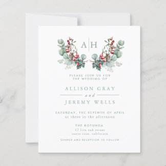 Budget Monogram Floral Wedding Invitation Flyer