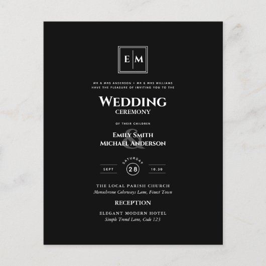 BUDGET Monogram Formele bruiloft zwart in 1 (Voorkant)