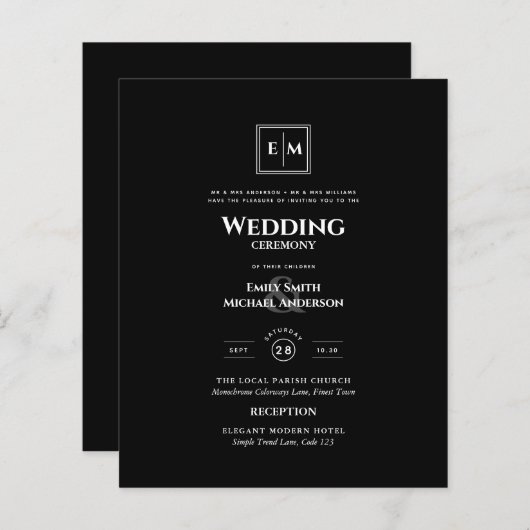 BUDGET Monogram Formele Trouwjurk Zwart All in 1 (Voorkant / Achterkant)