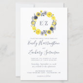Budget Monogram Geel Geel Gray Floral Wedding Invi (Voorkant)