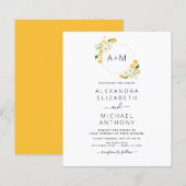 Budget Monogram Geel Sinaasappel Floral Weddenscha (Voorkant / Achterkant)