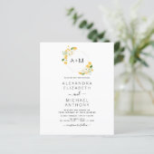 Budget Monogram Geel Sinaasappel Floral Weddenscha (Staand voorkant)