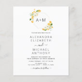 Budget Monogram Geel Sinaasappel Floral Weddenscha (Voorkant)