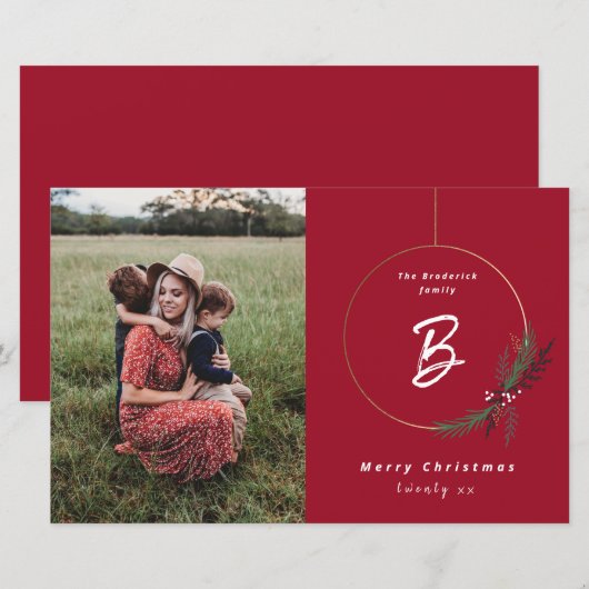 Budget Monogram grote kerstkaart (Voorkant / Achterkant)