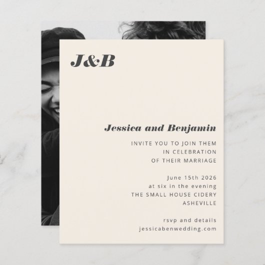 Budget Monogram Ivory Foto Weddenschap (Voorkant / Achterkant)