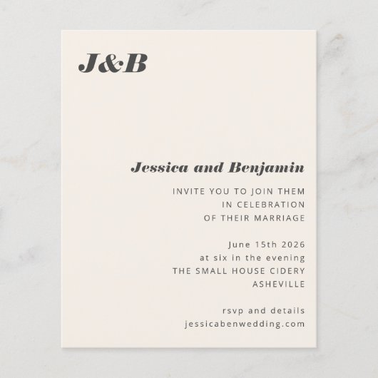 Budget Monogram Ivory Foto Weddenschap (Voorkant)