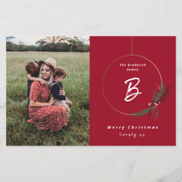 Budget Monogram Krans Foto Kerstkaart