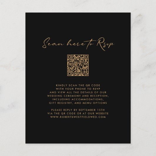 Budget Monogram Krans Zwart bruiloft Uitnodigen (Achterkant)