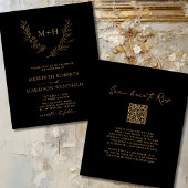 Budget Monogram Krans Zwart bruiloft Uitnodigen