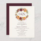 Budget Monogram najaar Rustic Plum Floral Wedding (Voorkant / Achterkant)