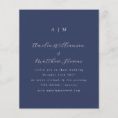 Budget Monogram Navy Blue Minimal Wedding Invite (Voorkant)