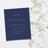 Budget Monogram Navy Blue Minimal Wedding Invite
