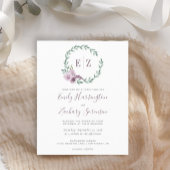 Budget Monogram Paarse Bloemige Trouwuitnodiging