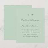 Budget Monogram Pistachio Mint Wedding Uitnodiging (Voorkant / Achterkant)
