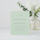 Budget Monogram Pistachio Mint Wedding Uitnodiging (Staand voorkant)