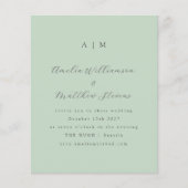 Budget Monogram Pistachio Mint Wedding Uitnodiging (Voorkant)