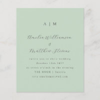 Budget Monogram Pistachio Mint Wedding Uitnodiging