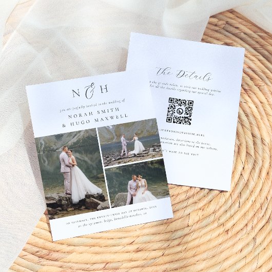 Budget Monogram QR-code 3 Foto Collage Bruiloft