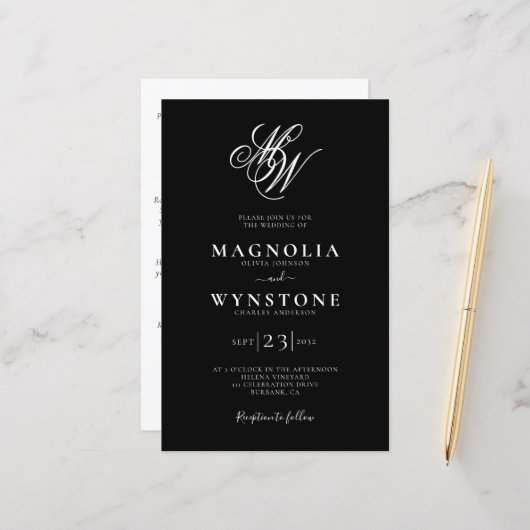 Budget Monogram QR Code Details Weddenschap (Voorkant / Achterkant in situ)