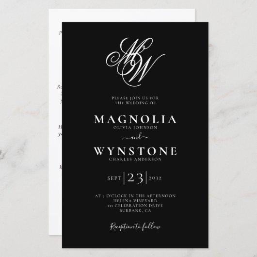 Budget Monogram QR Code Details Weddenschap (Voorkant / Achterkant)