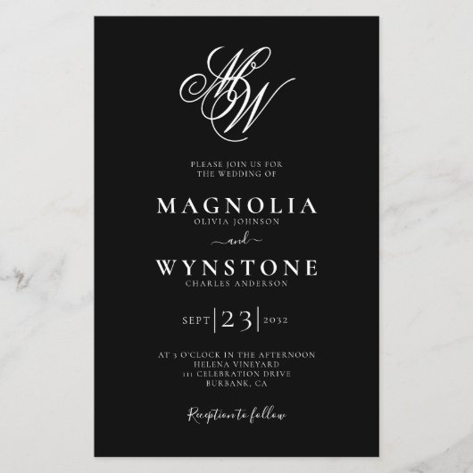 Budget Monogram QR Code Details Weddenschap (Voorkant)