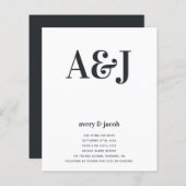 Budget Monogram QR Code Weddenschap Uitnodiging (Voorkant / Achterkant)