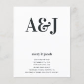 Budget Monogram QR Code Weddenschap Uitnodiging (Voorkant)