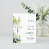 Budget Monogram QR Code Woodland Wedding Invite (Staand voorkant)