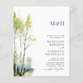 Budget Monogram QR Code Woodland Wedding Invite (Voorkant)