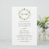 Budget Monogram Sage Emerald Green Floral Wedding (Staand voorkant)