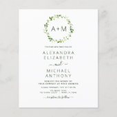 Budget Monogram Sage Emerald Green Floral Wedding (Voorkant)
