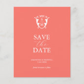 Budget Monogram Sinaasappel Save the Date Flyer (Voorkant)