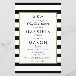 Budget Monogram Stripe Couples Shower Invite