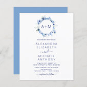 Budget Monogram Stusty Blue Floral Wedding (Voorkant / Achterkant)
