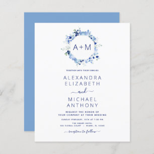 Budget Monogram Stusty Blue Floral Wedding