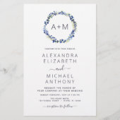 Budget Monogram Stusty Blue Floral Wreath Wedding (Voorkant)