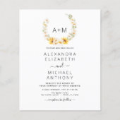 Budget Monogram Sunflower Daisy Greenery Wedding Flyer (Voorkant)