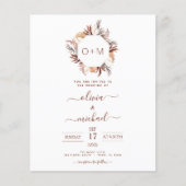 Budget Monogram Terracotta Pampas Grass Wedding Flyer (Voorkant)