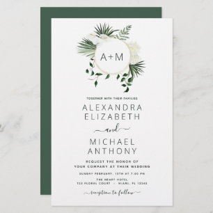 Budget Monogram Tropical Emerald Green Wedding